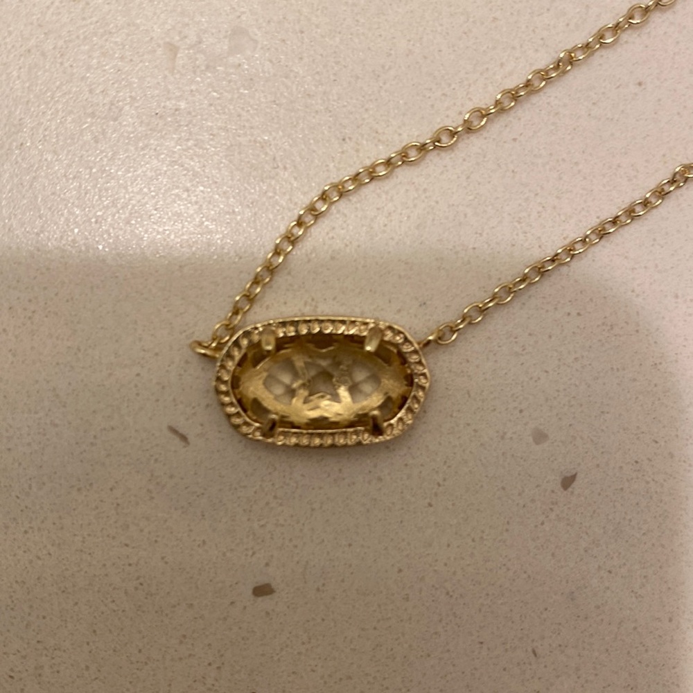Gently used Kendra Scott gold dainty necklace with clear gem